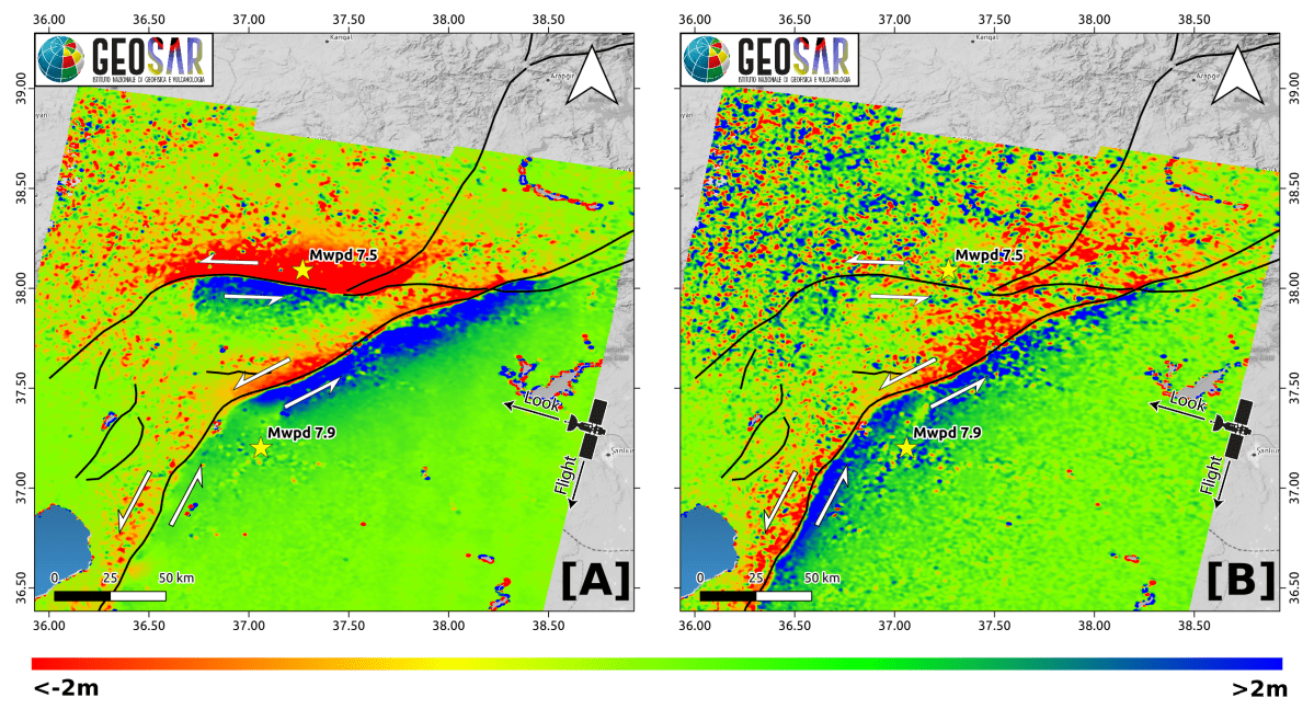 Analisi satellitare della deformazione indotta dagli eventi sismici in Turchia del 6 febbraio 2023