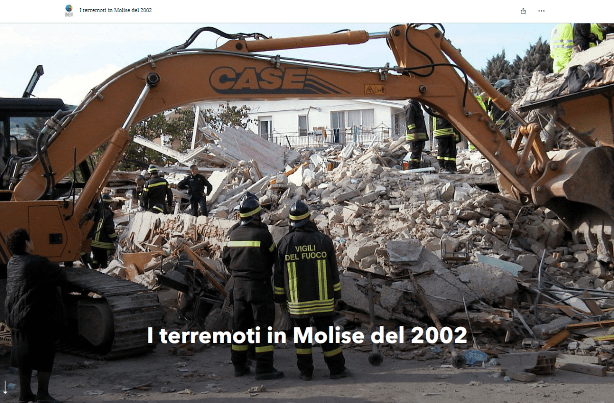 Il racconto dei terremoti nel Molise del 2002 in una story maps