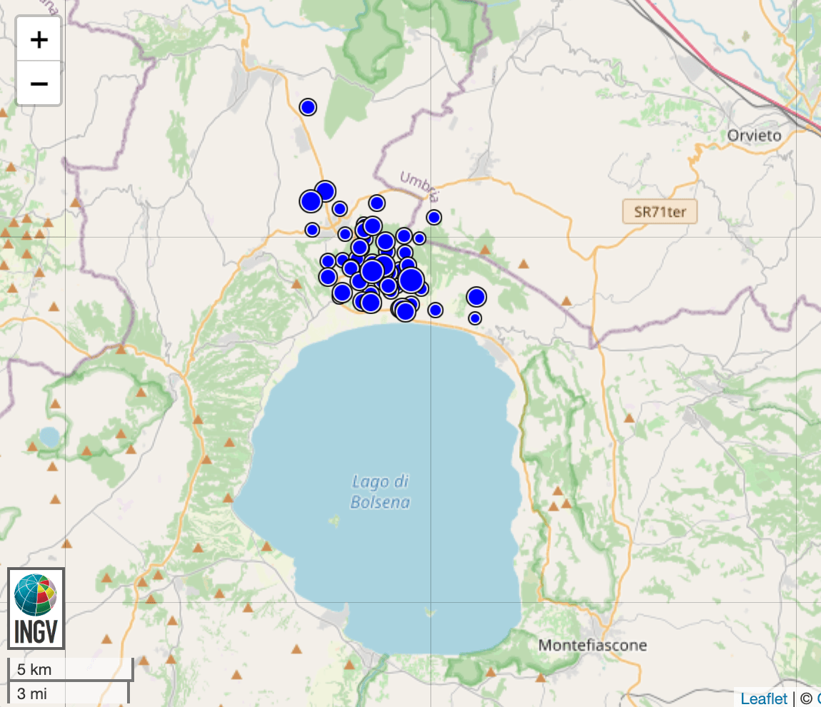 Sequenza sismica nell’area del Lago di Bolsena, settembre 2023