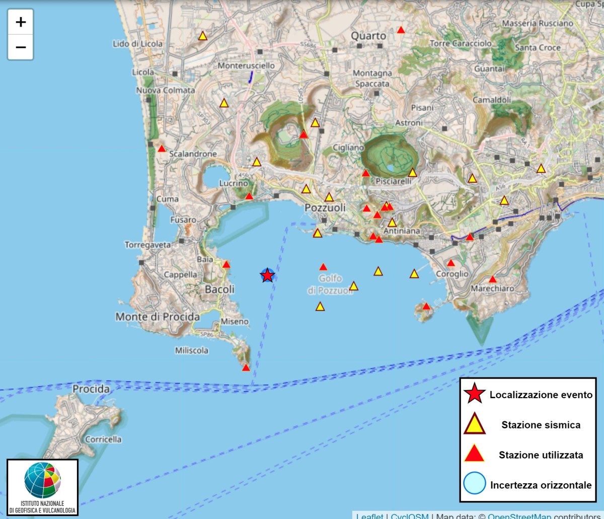 Evento sismico Md 4.0 nell’area dei area Campi Flegrei, 26 luglio 2024
