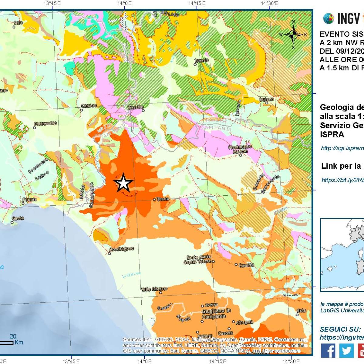Eventi sismici nell’area di Roccamonfina (CE), dicembre 2024