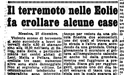 La sequenza sismica dell’isola di Salina del dicembre 1954
