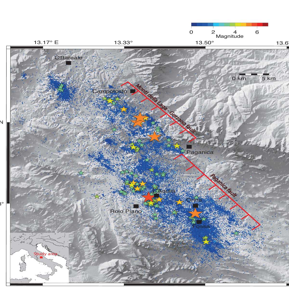 nuovo studio tomografico sulla faglia di Paganica
